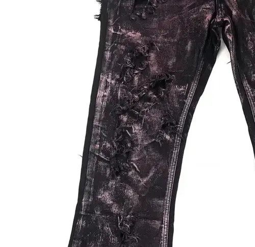 Japanese Brand × Jean Handmade niche punk rose gold wax coated micro-flared jeans Size US 32 / EU 48 - 3 Thumbnail