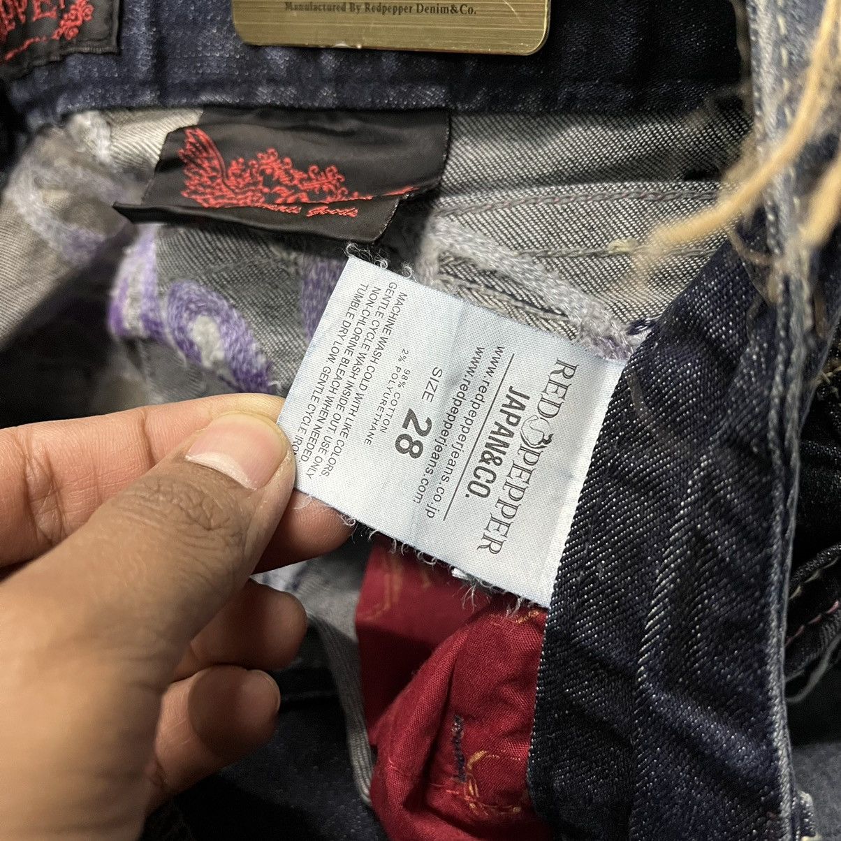 Ed Hardy × Japanese Brand Flare Jeans Red Pepper Jeans Embroidered Boot Cut Denim Size 28" / US 6 / IT 42 - 10 Thumbnail
