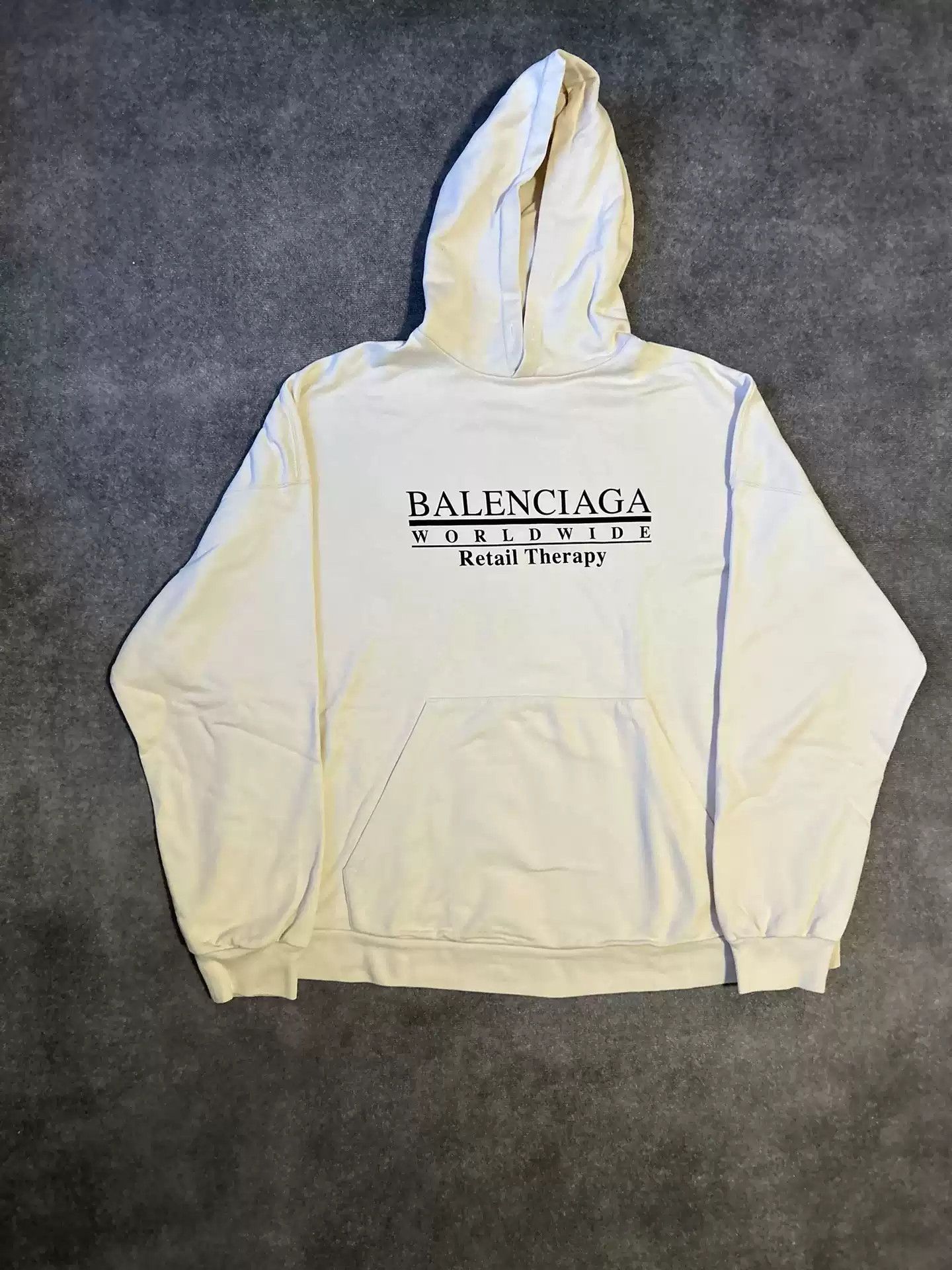 Balenciaga Balenciaga Retail Therapy Beige White Chest Logo Hoodie Size US M / EU 48-50 / 2 - 1 Thumbnail