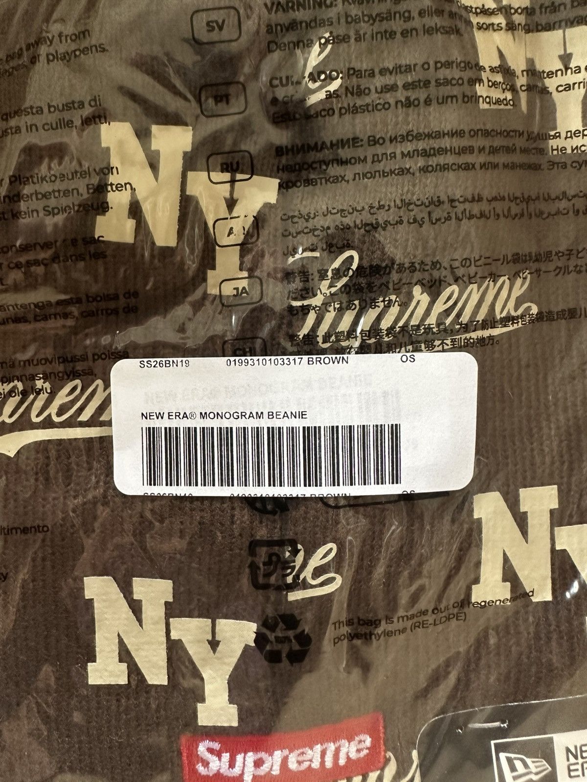 Supreme New Era Monogram Beanie Hat Brown