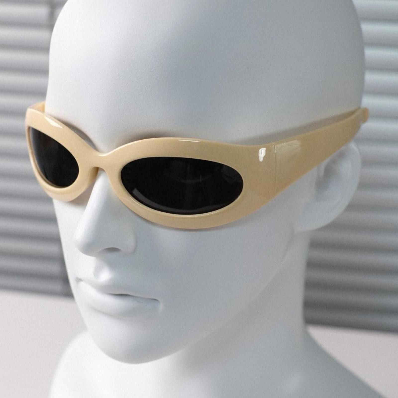 Japanese Brand Vtg Y2K Avant Garde Sunglasses Cream Unisex One Size Size ONE SIZE - 1 Thumbnail