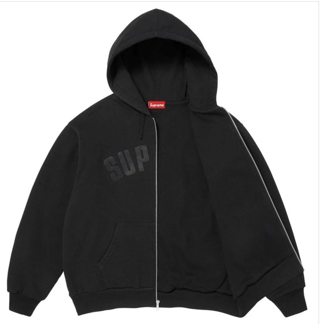 Supreme Supreme Arc Thermal Lined Zip Up Hooded Sweatshirt Black L