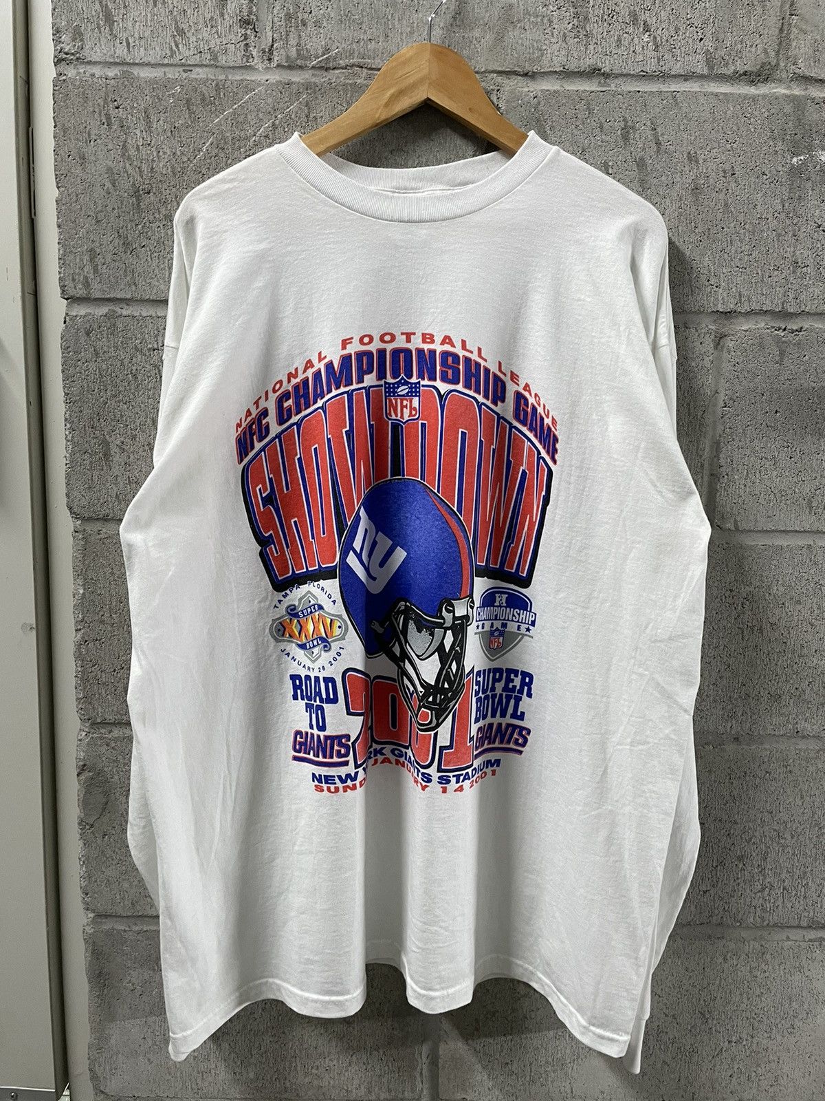 Lee Sport 2001 Vintage NY Giants NFC Champions Superbowl Long Sleeve T-shirt fashion 2XL