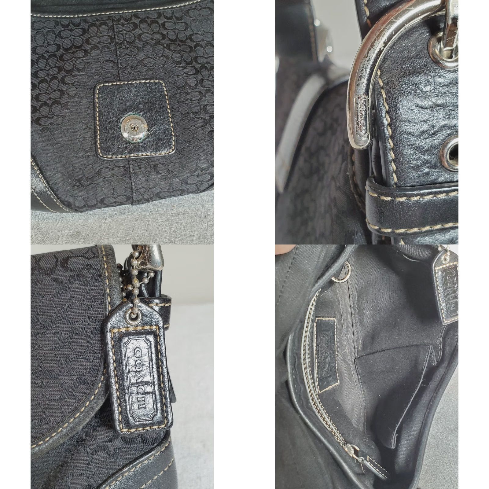 Coach VTG Coach Soho Shoulder Bag Black Signature C Monogram Jacquard Canvas Leather Crossbody/Shoulder Bag Womens Small 90s Designer Velvet Buckle Accent Size ONE SIZE - 7 Thumbnail