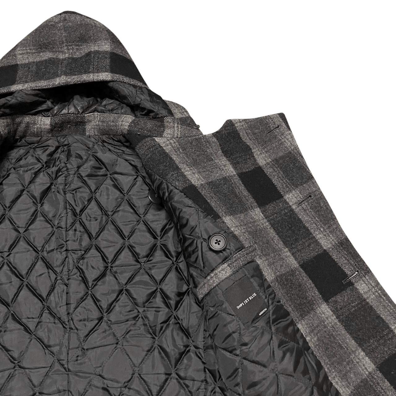 Ships Jet Blue Vintage Ships Jet Blue Wool Hooded Coat Plaid Size US M / EU 48-50 / 2 - 6 Thumbnail
