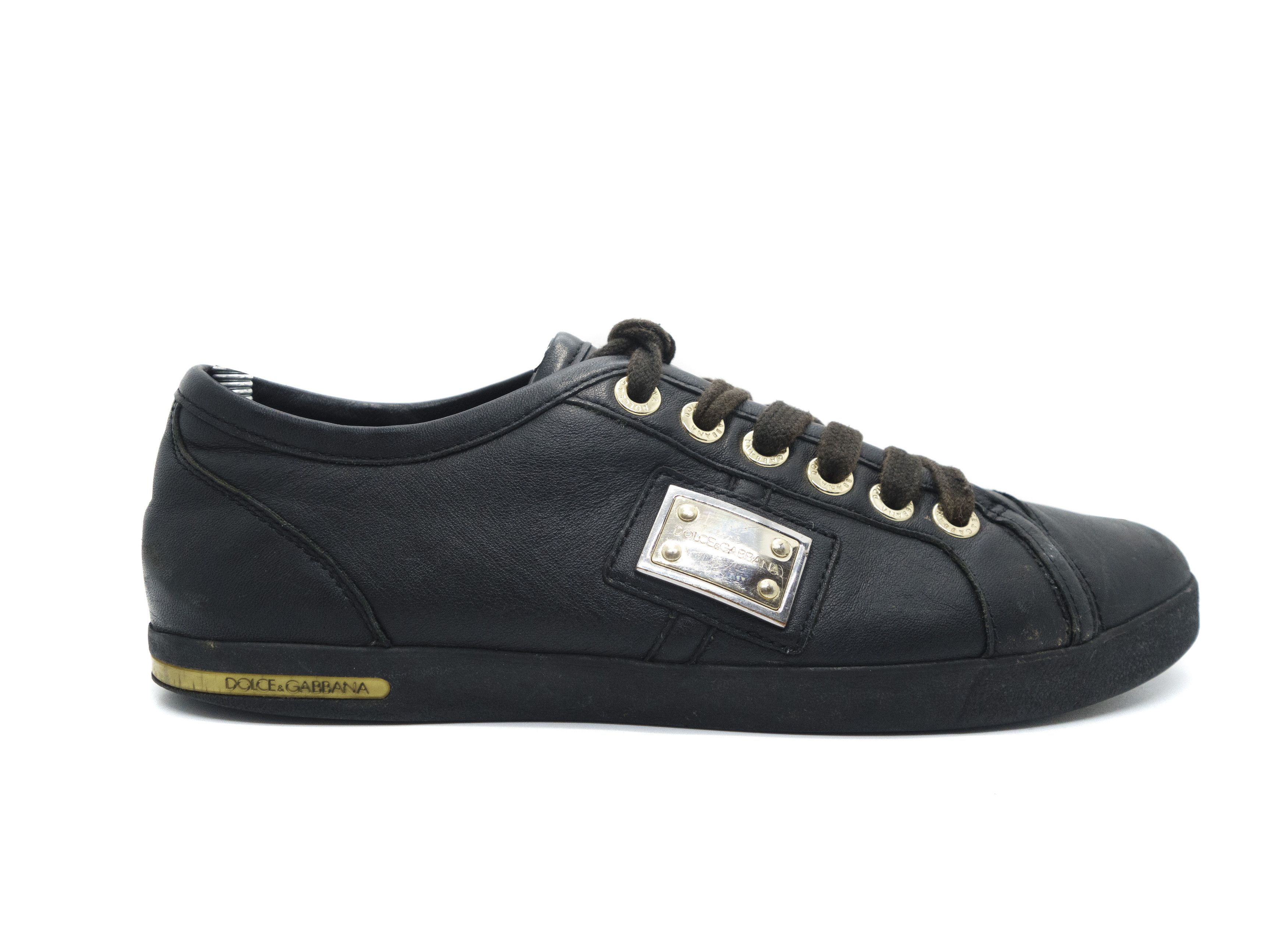 Dolce & Gabbana 00S Metal Logo Leather Low Sneakers Vintage Size US 7.5 / EU 40-41 - 1 Thumbnail