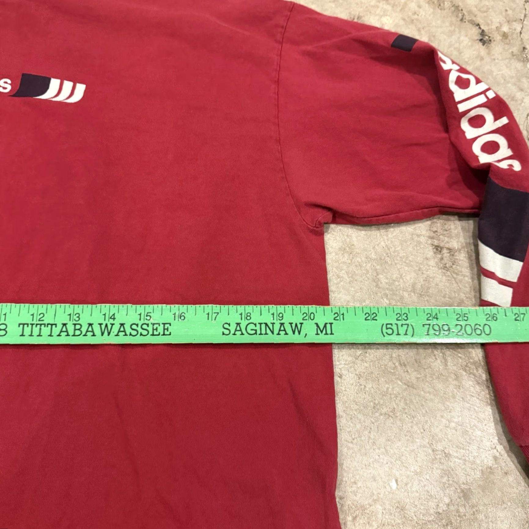 Adidas VINTAGE adidas Trefoil Long Sleeve T-Shirt USA Large Red Spellout M/L Unisex 90s Sportswear/Beach Size US M / EU 48-50 / 2 - 7 Thumbnail