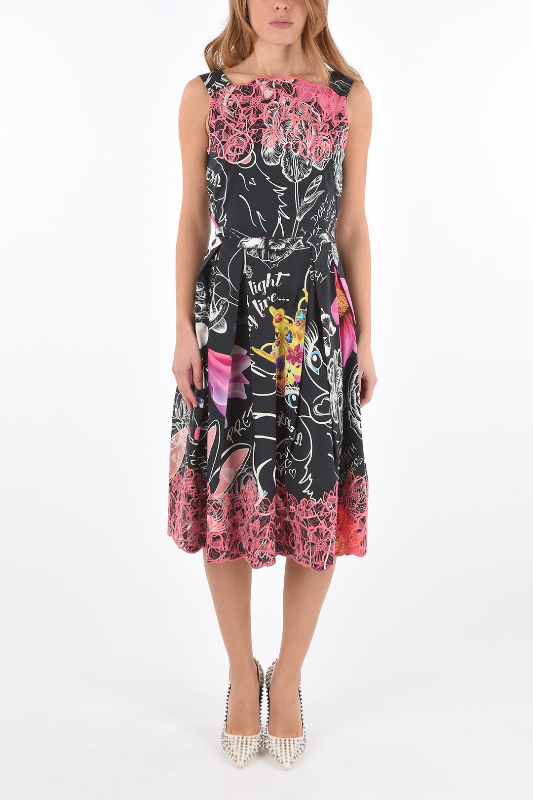 Philipp Plein og1mm0824 Printed Pleated Dress With Belt in Multicolor Size S / US 4 / IT 40 - 1 Thumbnail