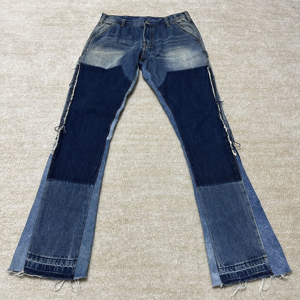 Mnml Mnml Mens 30 Jeans B118 Work Flare Denim Blue Patchwork Grailed