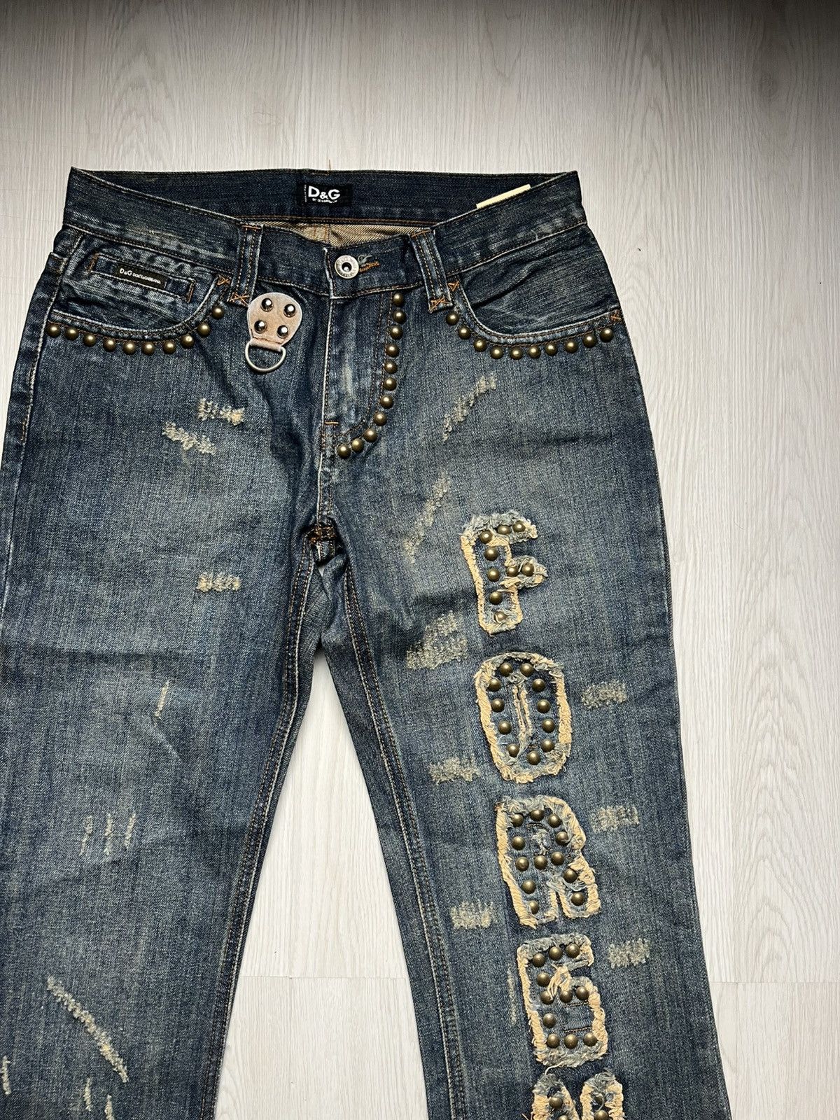 Dolce & Gabbana Dolce Gabbana Runway Fall 2005 ‘Forever’ Studded Denim Size US 28 / EU 44 - 5 Thumbnail