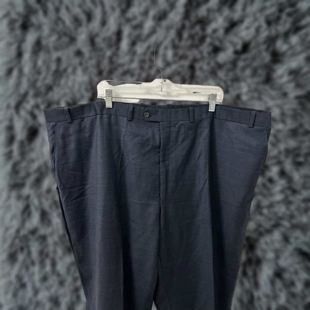 Ralph Lauren Lauren Ralph Lauren Dress Pants Mens 52x33 Navy 100% Wool Plaid Trousers Flat Front Zip Button Zipper Classic Dress Pants Mens Size US 36 / EU 52 - 1 Thumbnail
