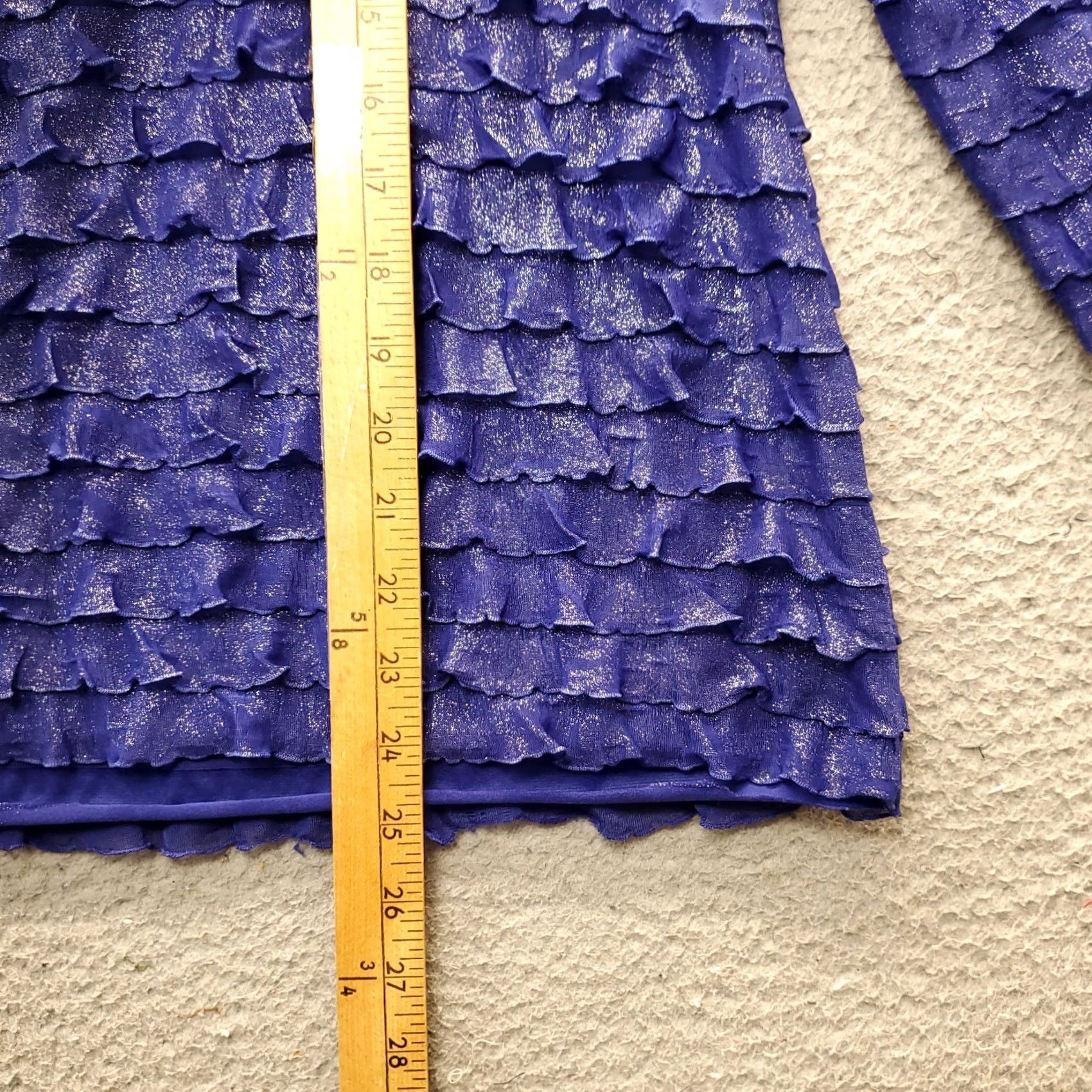 Vintage Notations Womens S Blue Lined Ruffle Long Sleeve Round Neck Tunic Top Size S / US 4 / IT 40 - 4 Thumbnail