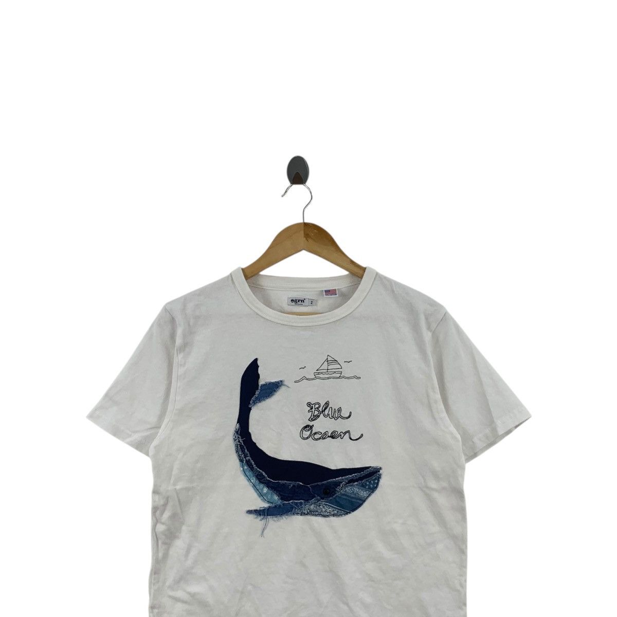 GRN GRN TOKYO JAPAN USA Cotton Blue Ocean Tee Shirt Top Whale Size S / US 4 / IT 40 - 2 Thumbnail
