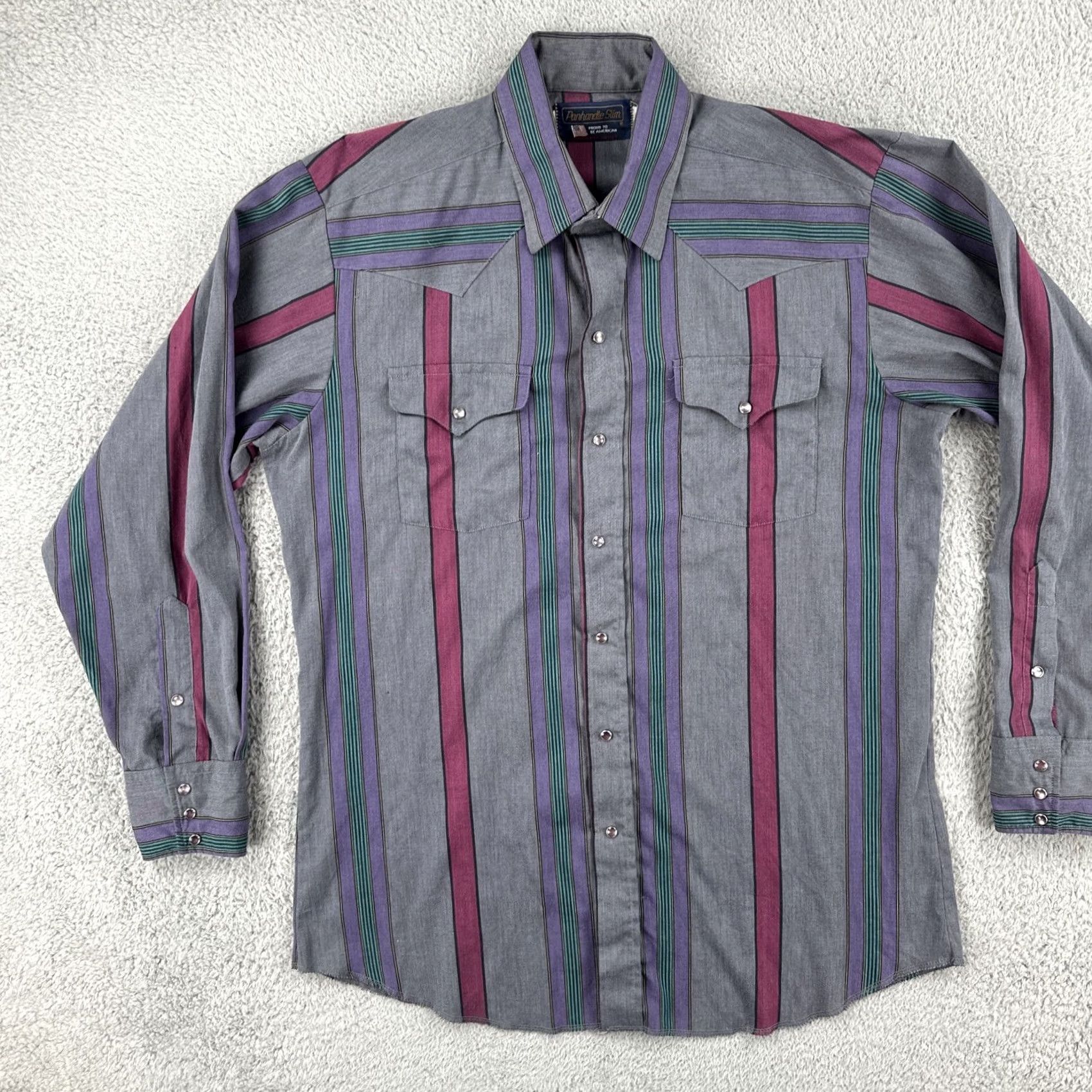 Vintage VINTAGE Panhandle Slim Shirt Western XL Long Sleeve Pearl Snap Made In USA 1990s Rockabilly Cowboy Shirt Mens Size US XL / EU 56 / 4 - 3 Thumbnail