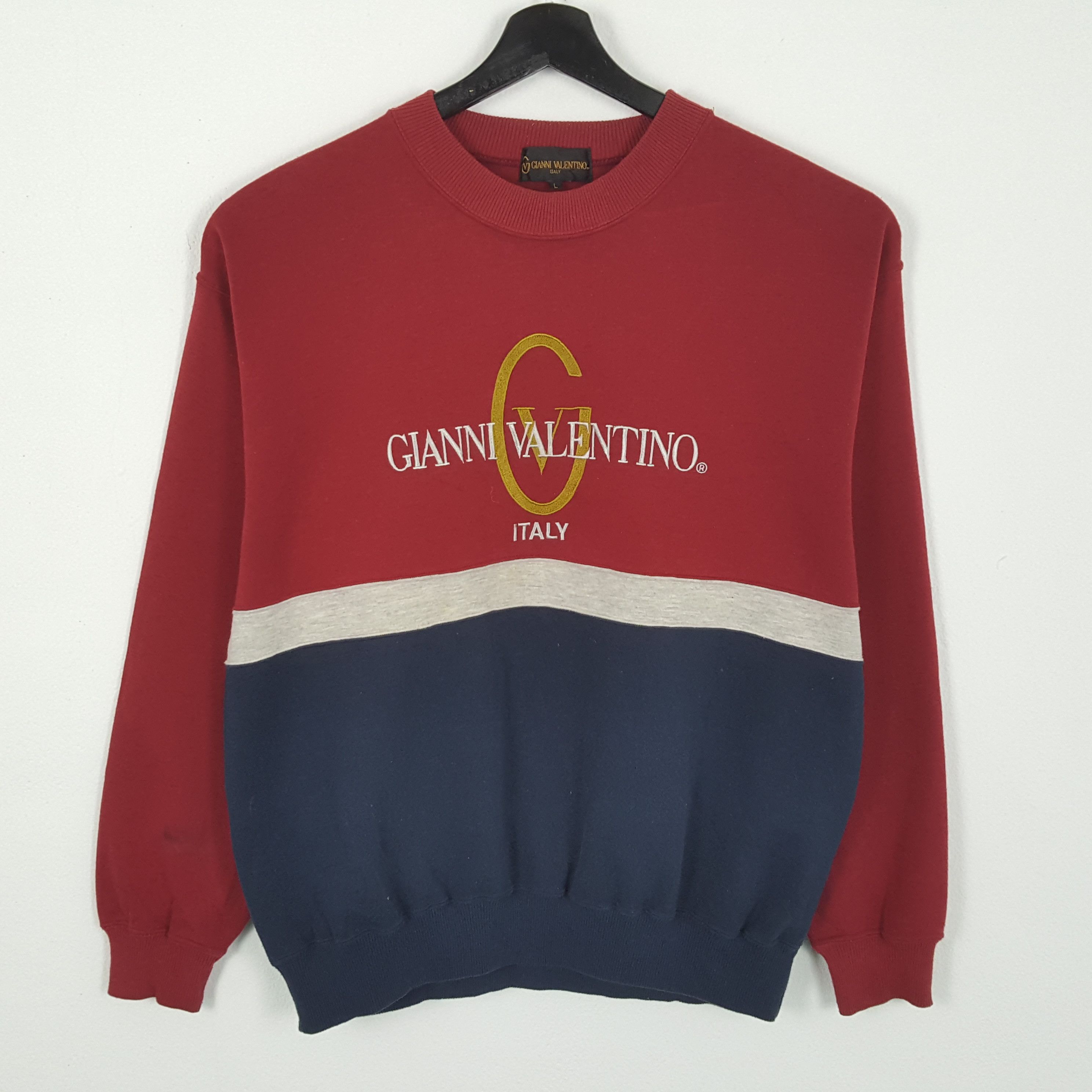 Vintage GIANNI VALENTINO ITALY Center Design Sweatshirt Size US L / EU 52-54 / 3 - 1 Thumbnail