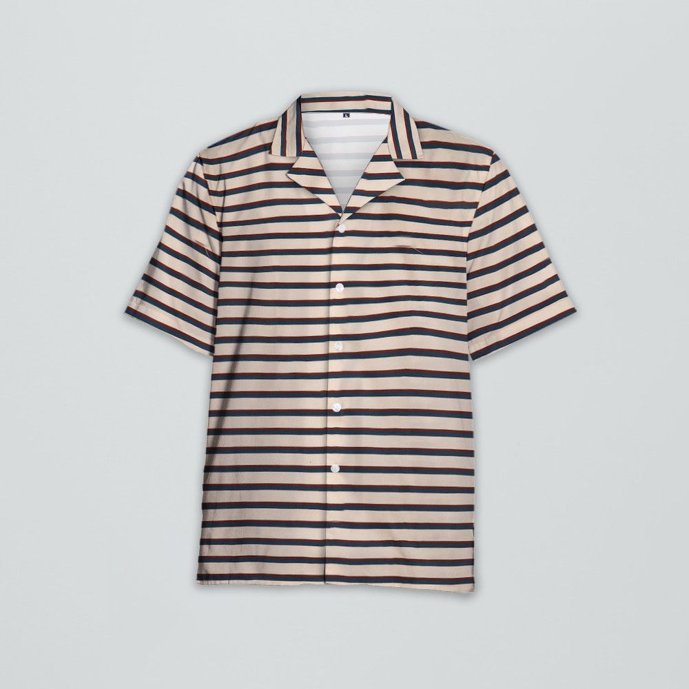 Designer Men’s Striped Cotton & Bowling Shirt Size US L / EU 52-54 / 3 - 1 Thumbnail