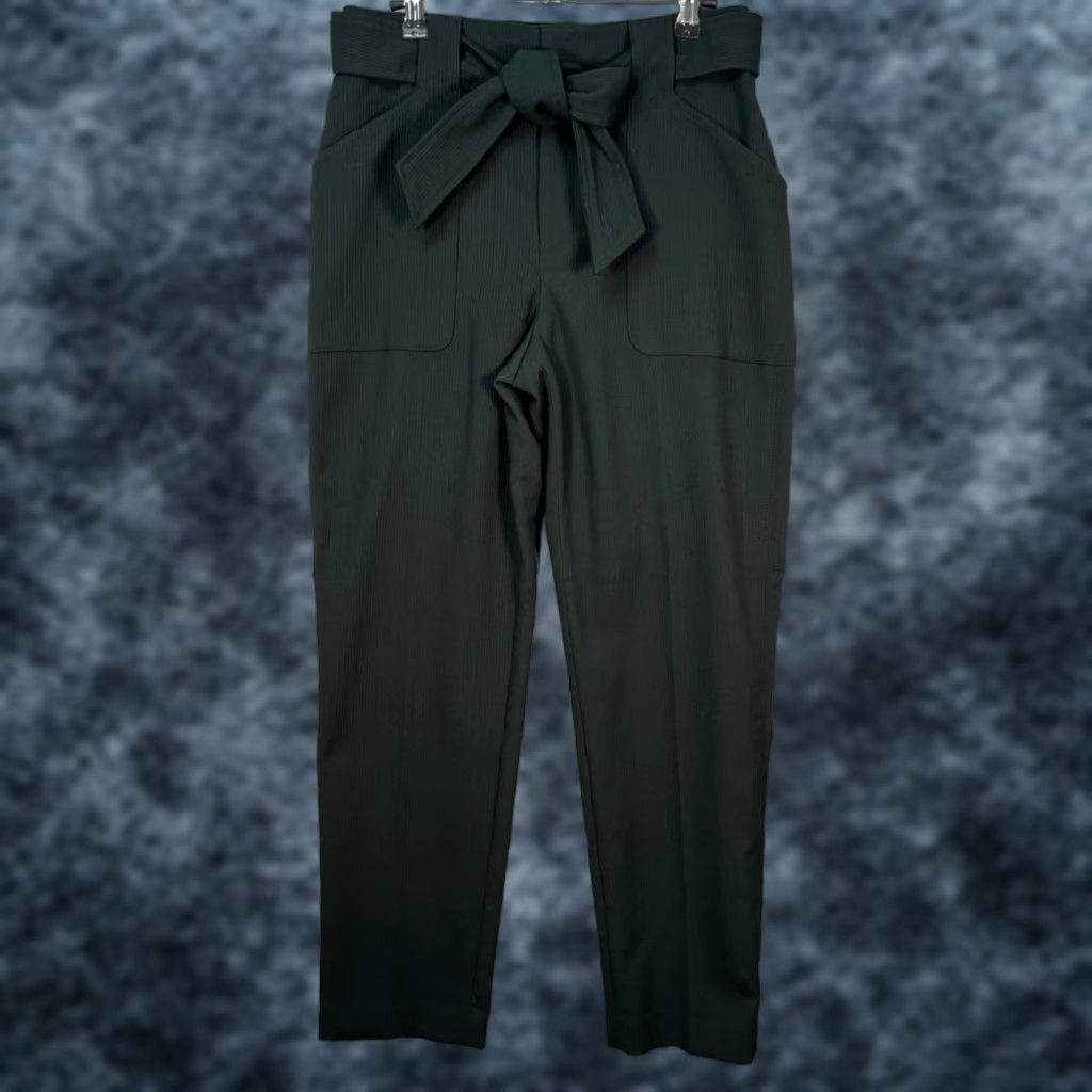 Club Monaco Club Monaco Womens Pants Dark Green High-Waist Trousers w/ Tie Belt Adult 4 Inseam 29 in Green Dress Pants Preppy Womens Size 27" / US 4 / IT 40 - 1 Thumbnail