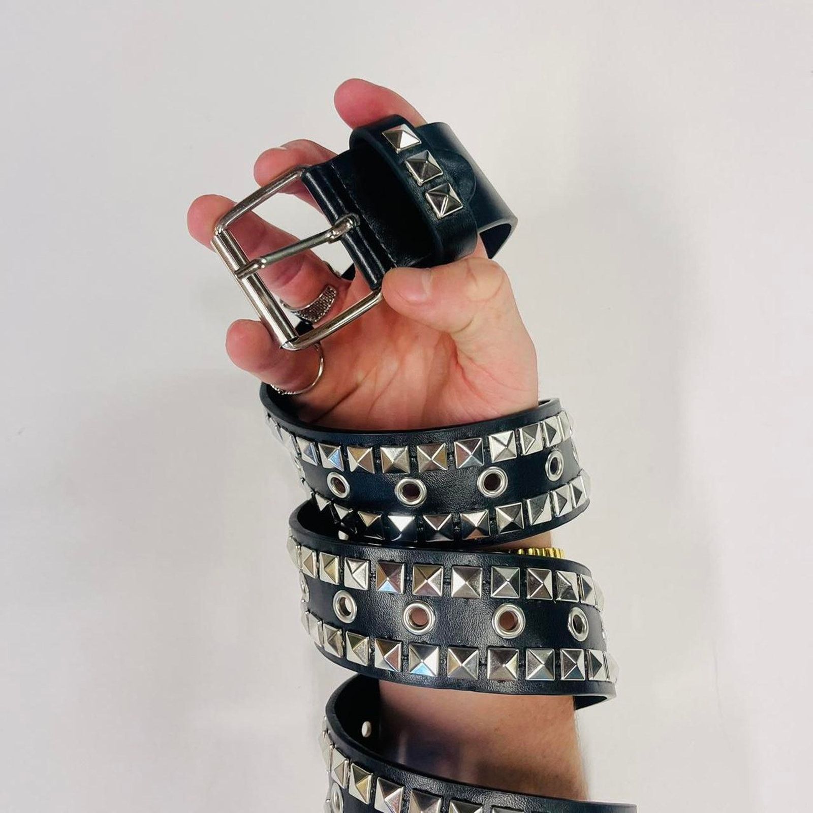 Vintage 2k 2000s classic pyramid studded brown and silver belt Size ONE SIZE - 1 Thumbnail