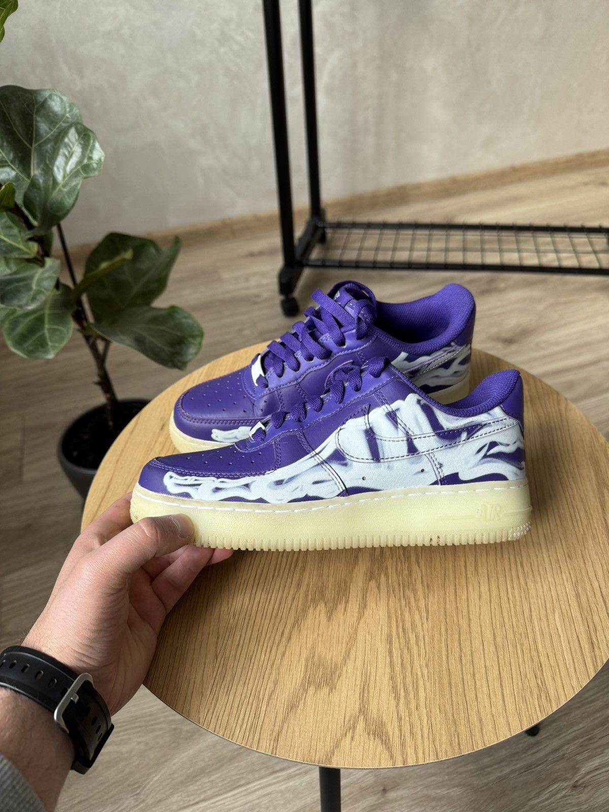 Nike Nike Air Force 1 Purple Skeleton Halloween Low Top Sneakers Size US 5.5 / IT 35.5 - 3 Thumbnail