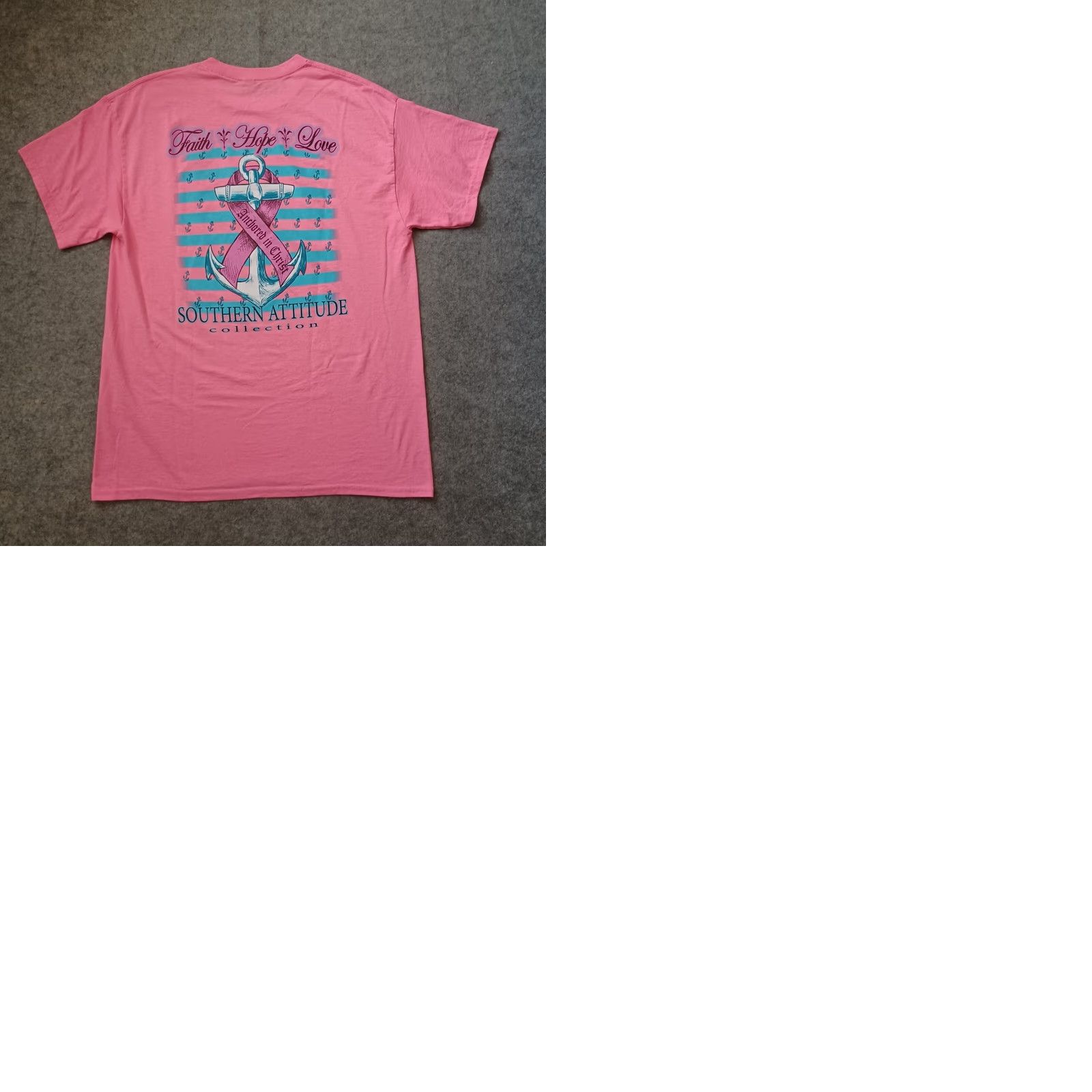 Vintage Jesus T Shirt Pink Cross Logo Graphic Anchored In Christ Faith Hope Love Large Men Regular Short Sleeve Crew Neck SVG Size US L / EU 52-54 / 3 - 9 Thumbnail