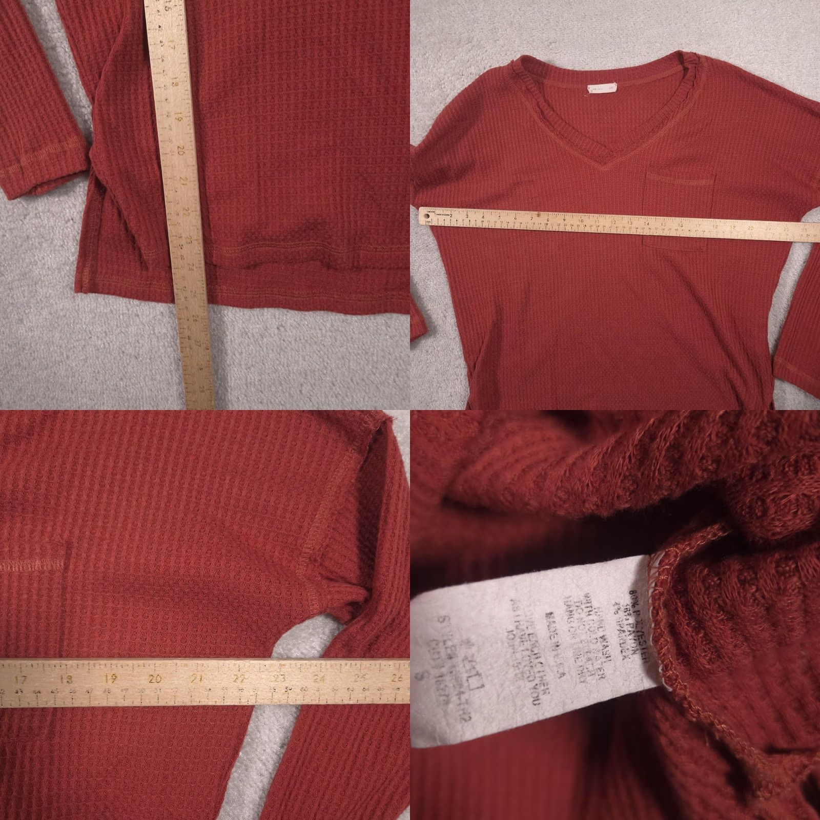 Vintage REB. in J. Shirt Womens S Red V-Neck Long Sleeve Waffle Knit Tunic Top Size S / US 4 / IT 40 - 8 Thumbnail