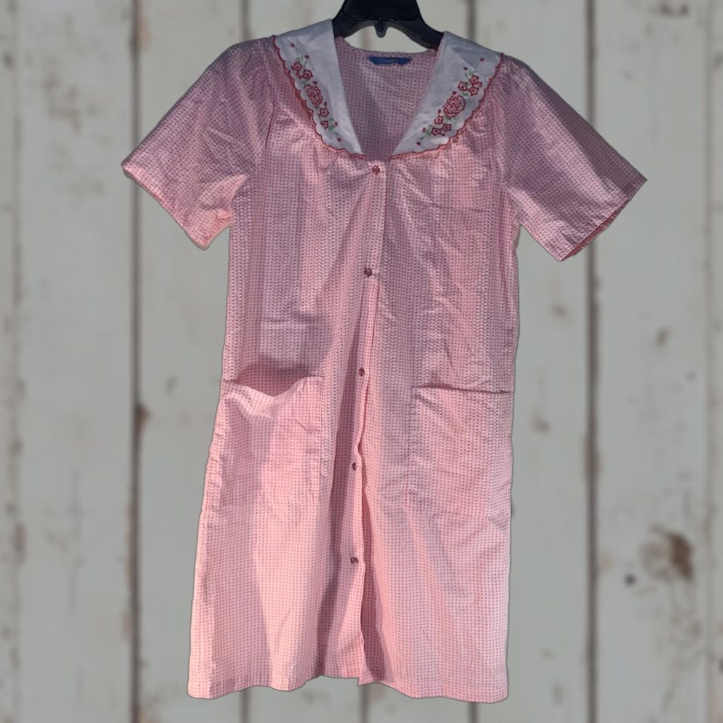 Vintage Dream Rest Pink/White Checked Snap Front Duster Womens Size S Size ONE SIZE - 1 Thumbnail