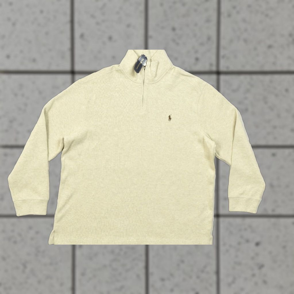 Polo Ralph Lauren Polo Ralph Lauren Sweater Men XXL Beige 1/4 Zip Pullover Cotton Knit NEW Size US XXL / EU 58 / 5 - 1 Thumbnail