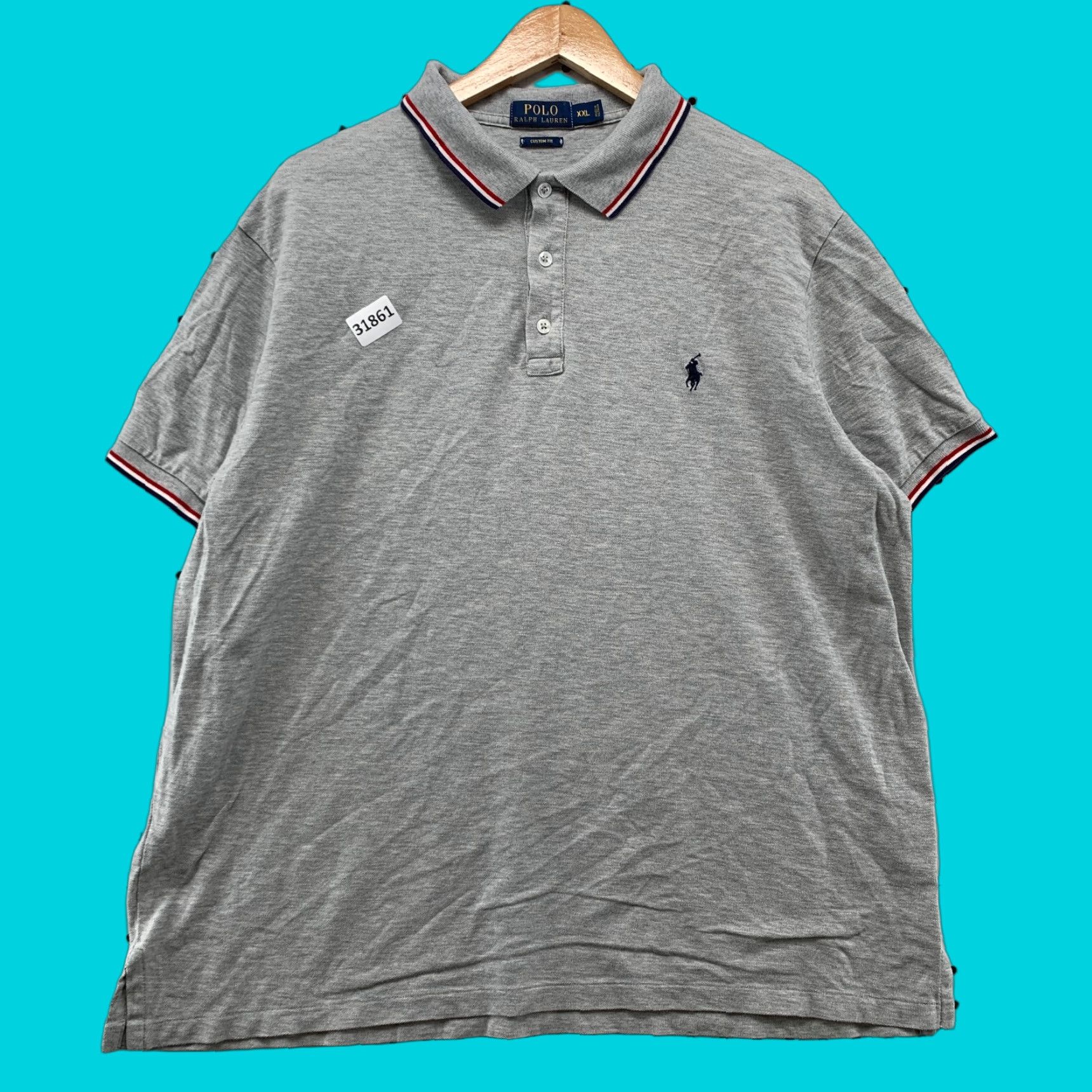 Ralph Lauren VINTAGE Polo Ralph Lauren Gray Short Sleeve Polo Shirt Men 2XL Blue Pony Size US XXL / EU 58 / 5 - 1 Thumbnail