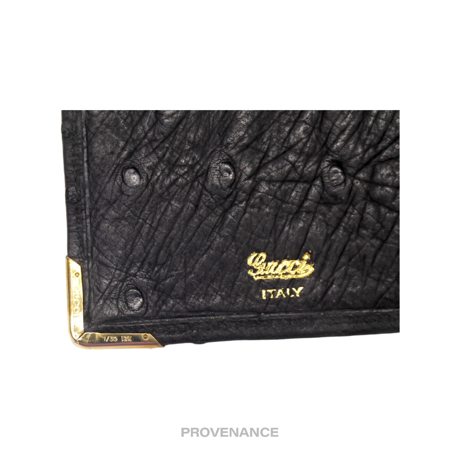 Gucci 🔴 Gucci Long Wallet - Black Ostrich Leather Size ONE SIZE - 8 Thumbnail