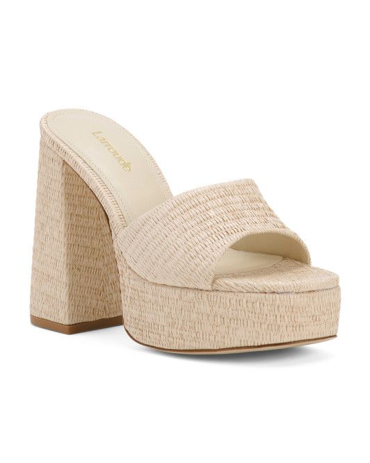 Larroude Larroude Dolly Heeled Mules Neutral Woven Open Toe Neutral Size US 10 / IT 40 - 1 Thumbnail