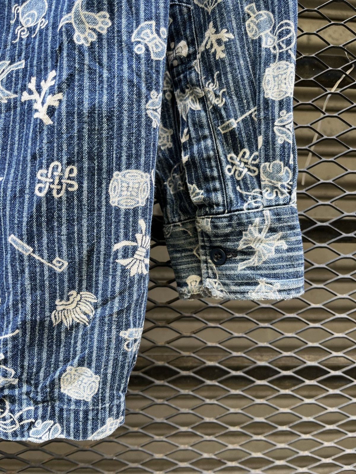 Iron Heart Japanese Sasakura Gensho Denim Band Mandarin Collar Shirt Size US M / EU 48-50 / 2 - 8 Thumbnail
