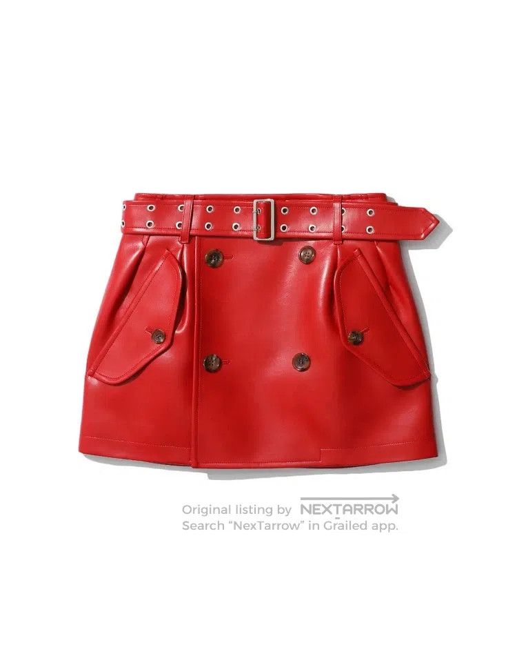 Junya Watanabe Junya Watanabe size S Red belt leather short skirt peplum Size 23" - 1 Thumbnail