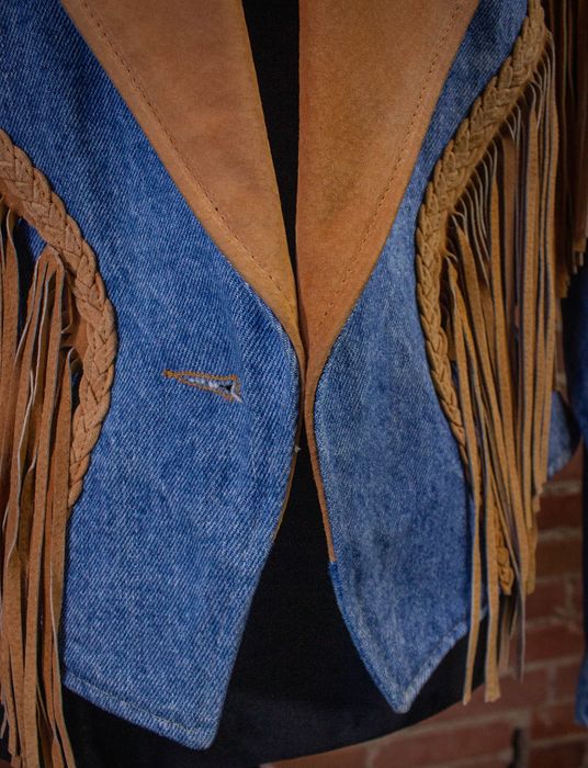 Vintage Vintage Frontier Denim and Fringe Cropped Jacket 90s | Grailed