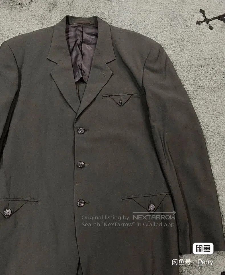 Yohji Yamamoto Yohji Yamamoto Green Padded Shoulder Blazer. Size US M / EU 48-50 / 2 - 7 Thumbnail