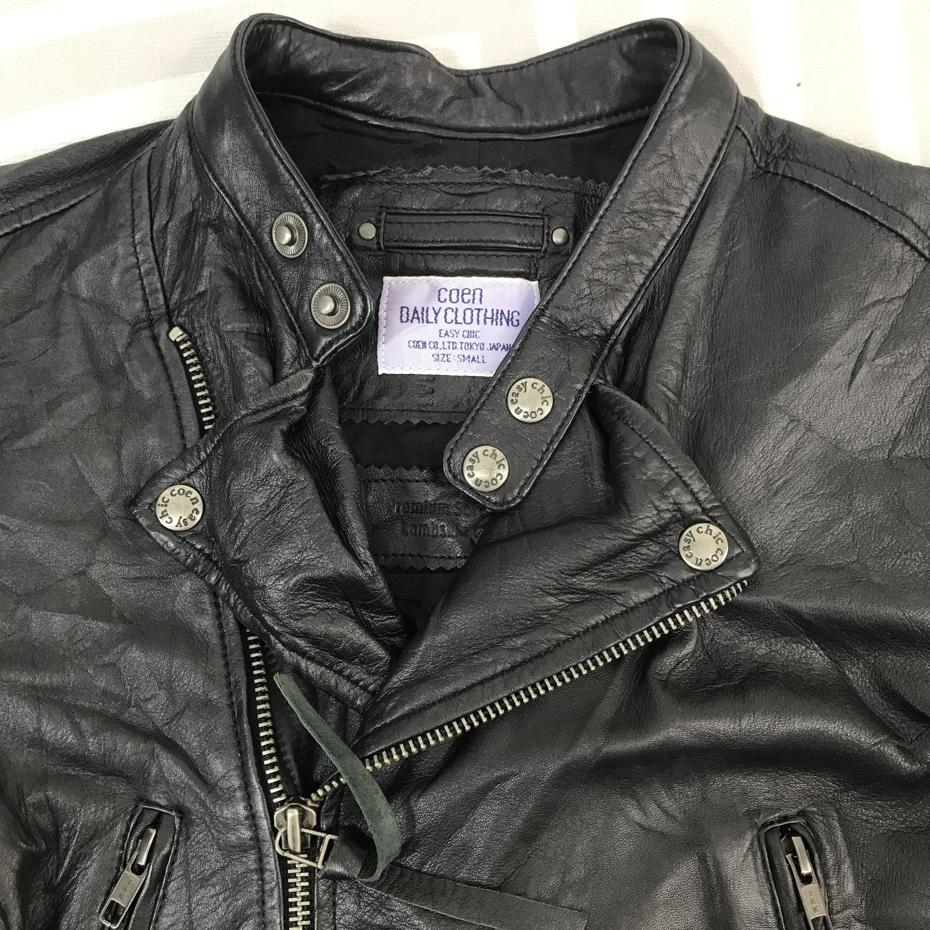 14th Addiction × Japanese Brand × Leather Vintage Coen Double collar bono leather Jacket Size US XS / EU 42 / 0 - 8 Thumbnail