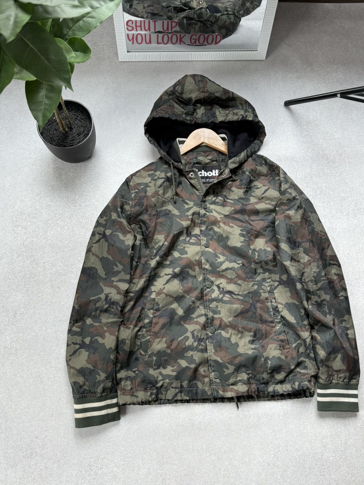 Schott Schott NYC Camouflage Hooded Jacket Men’s Camo Zip Up Size US S / EU 44-46 / 1 - 6 Thumbnail