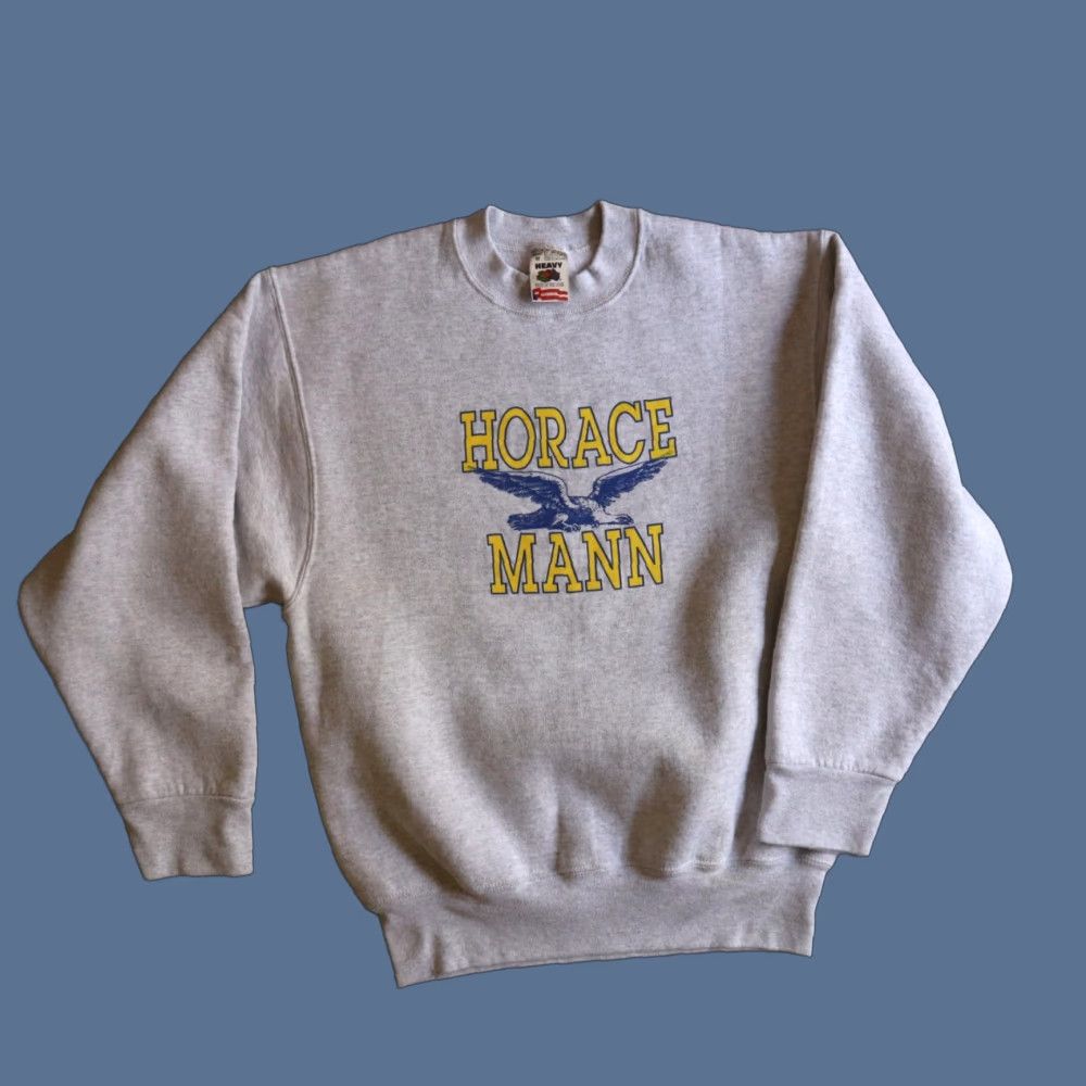 VINTAGE Horace Mann ADULT Medium Gray 90s Sweatshirt Crewneck