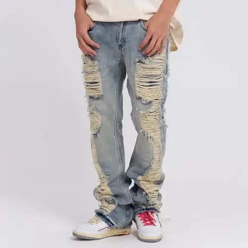 High Sport × Japanese Brand × Jean Ripped Frayed Hole Blue Washed Jeans Size US 32 / EU 48 - 1 Thumbnail