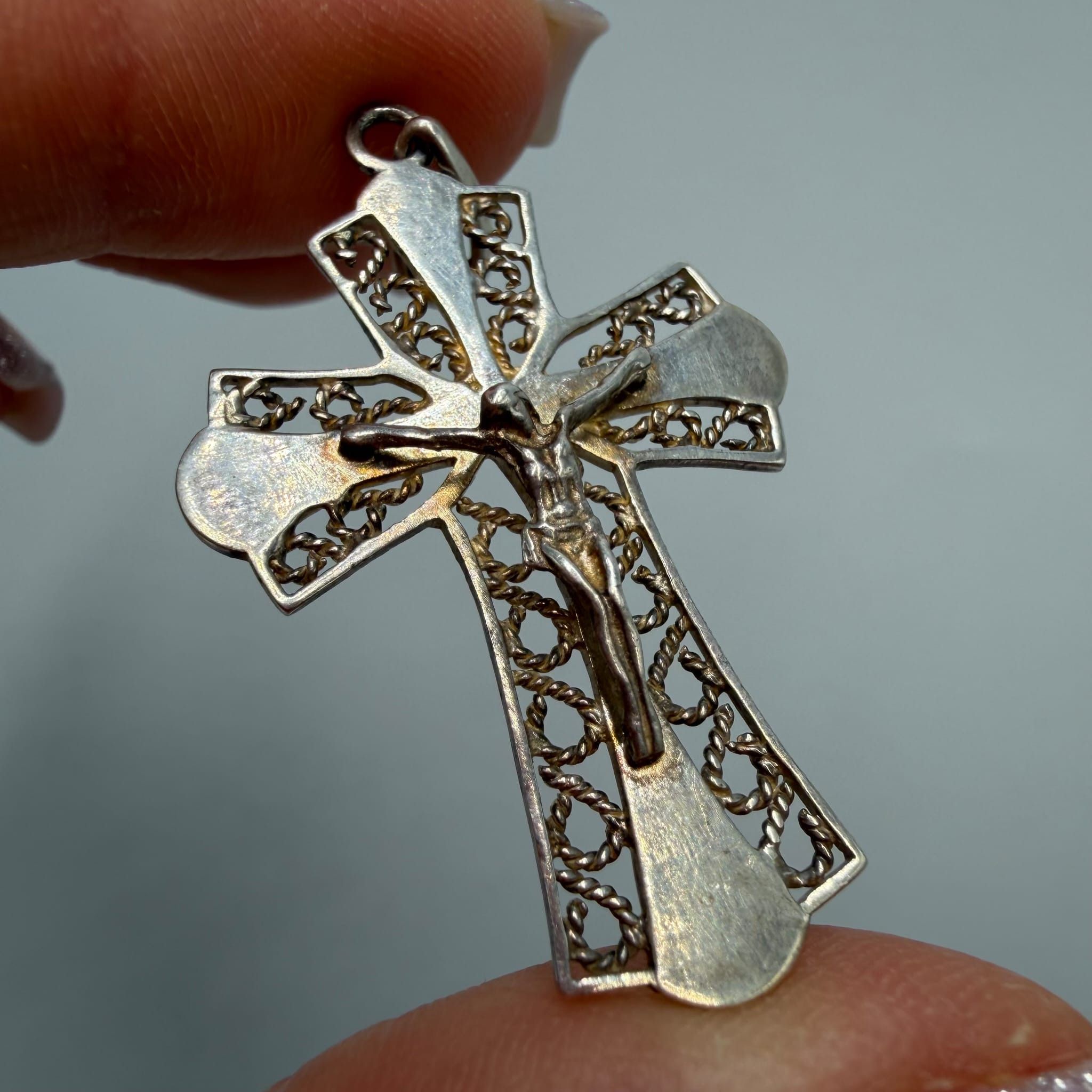 Vintage Vintage 925 Sterling Silver Orthodox Crucifix Cross Pendant Size ONE SIZE - 5 Thumbnail