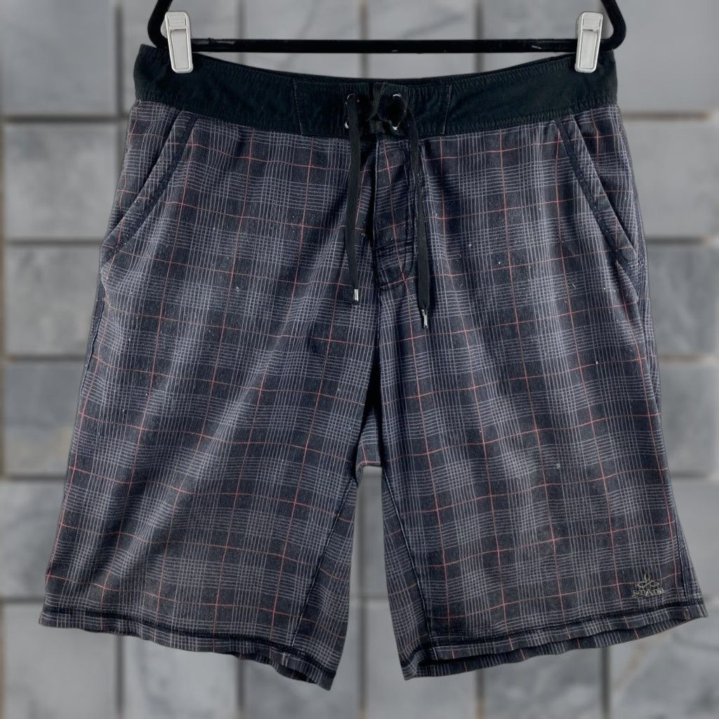 Prana Prana Boardshorts Mens 36 Black Plaid Drawstring Pockets Surf Beach Board Shorts Size US 36 / EU 52 - 1 Thumbnail