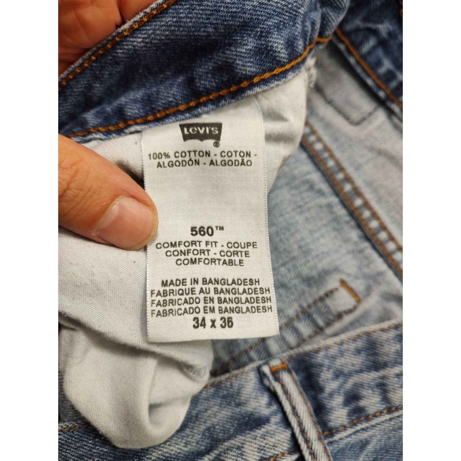 Levi's VINTAGE Levi's 560 Jeans Mens 34x35 Blue Loose Fit Tapered Leg Baggy 90s Grunge USA Denim Cotton Relaxed 5-Pocket Logo Zip Size US 34 / EU 50 - 4 Thumbnail