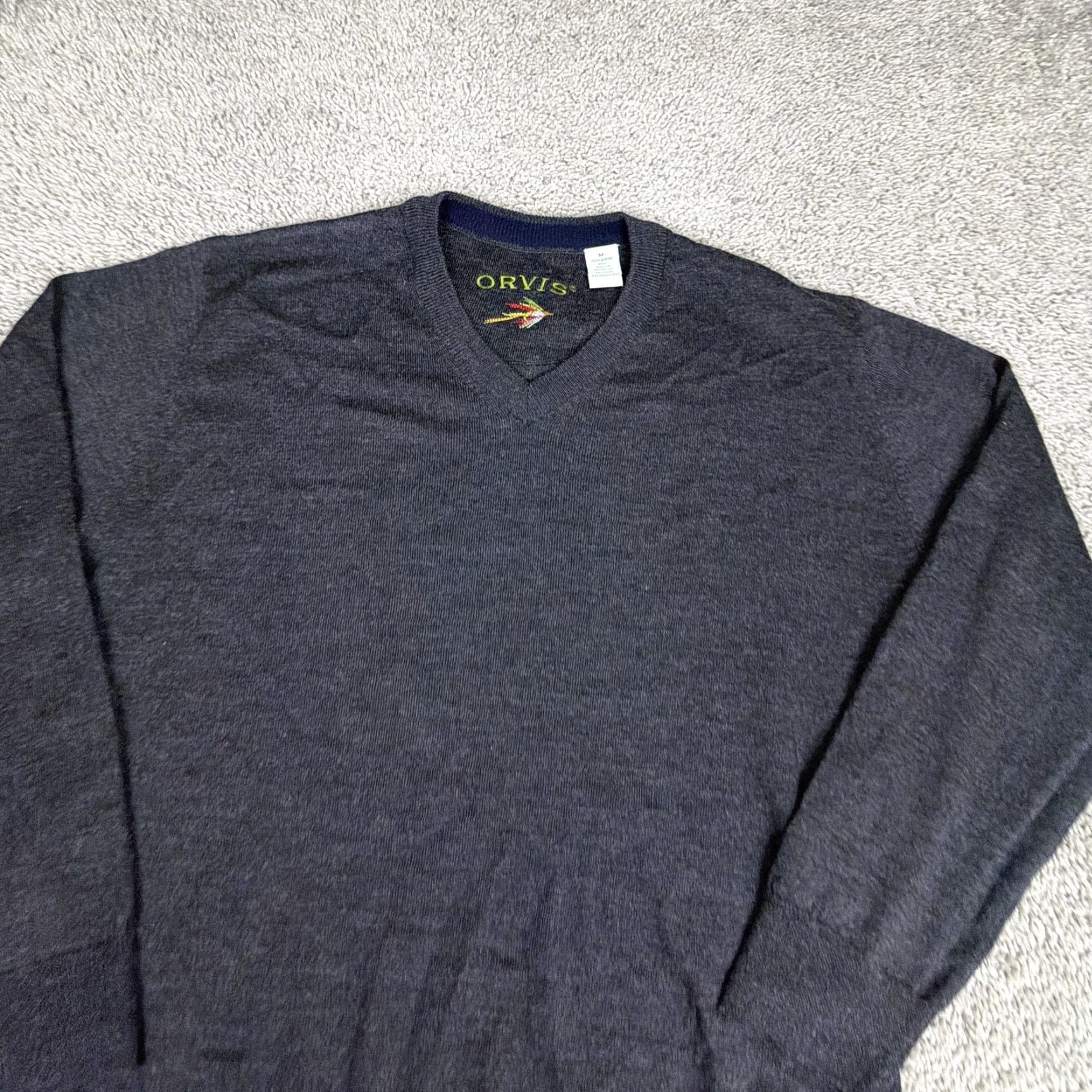 Orvis Orvis Sweater Mens M Gray 100% Merino Wool V Neck Knit Pullover Long Sleeve Size US M / EU 48-50 / 2 - 3 Thumbnail
