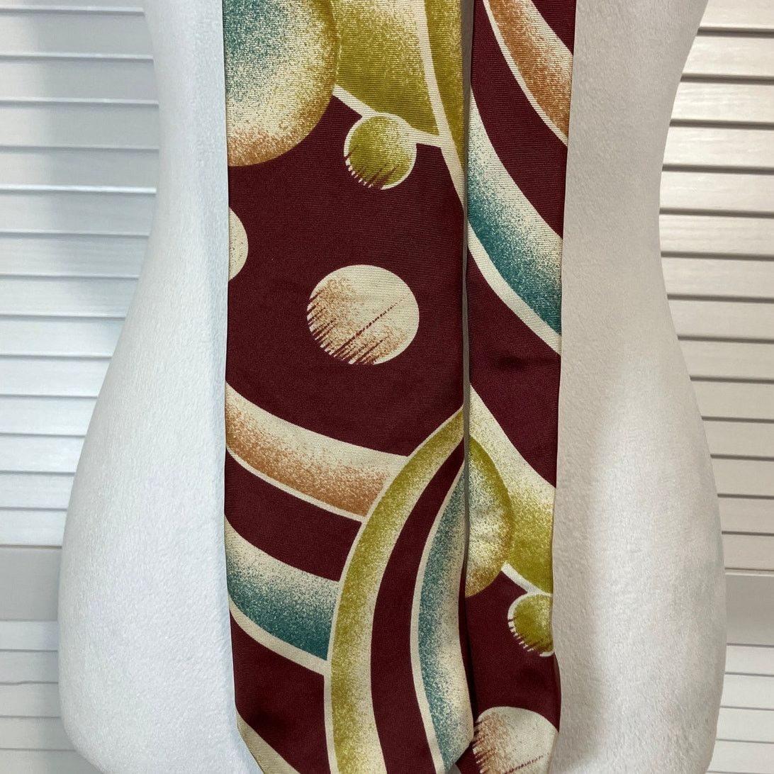 Other Vintage Abstract Retro 80’s 90’s Silk Wide Short Necktie 56” Size ONE SIZE - 5 Thumbnail
