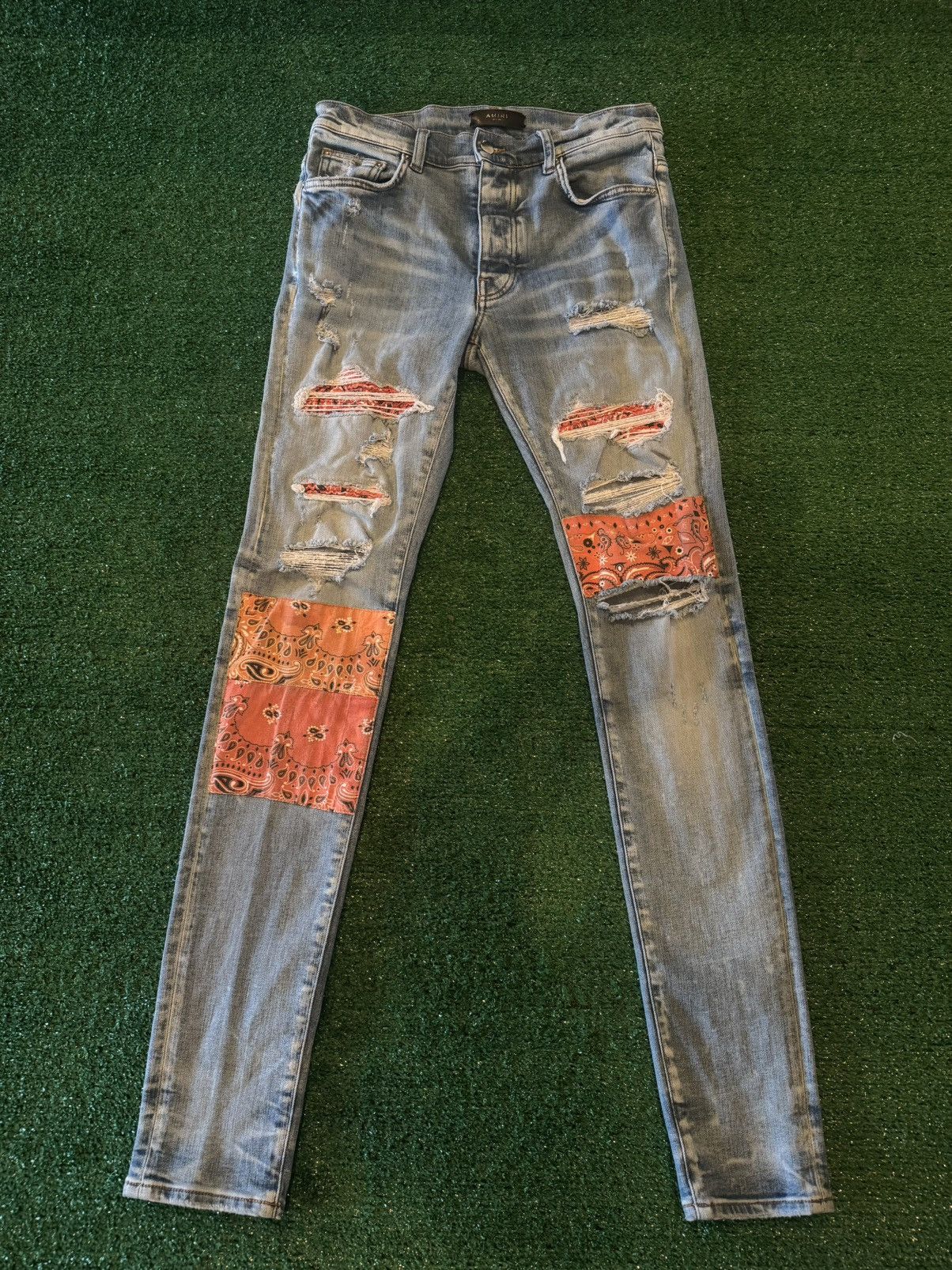Amiri jeans size 30 orange bandana
