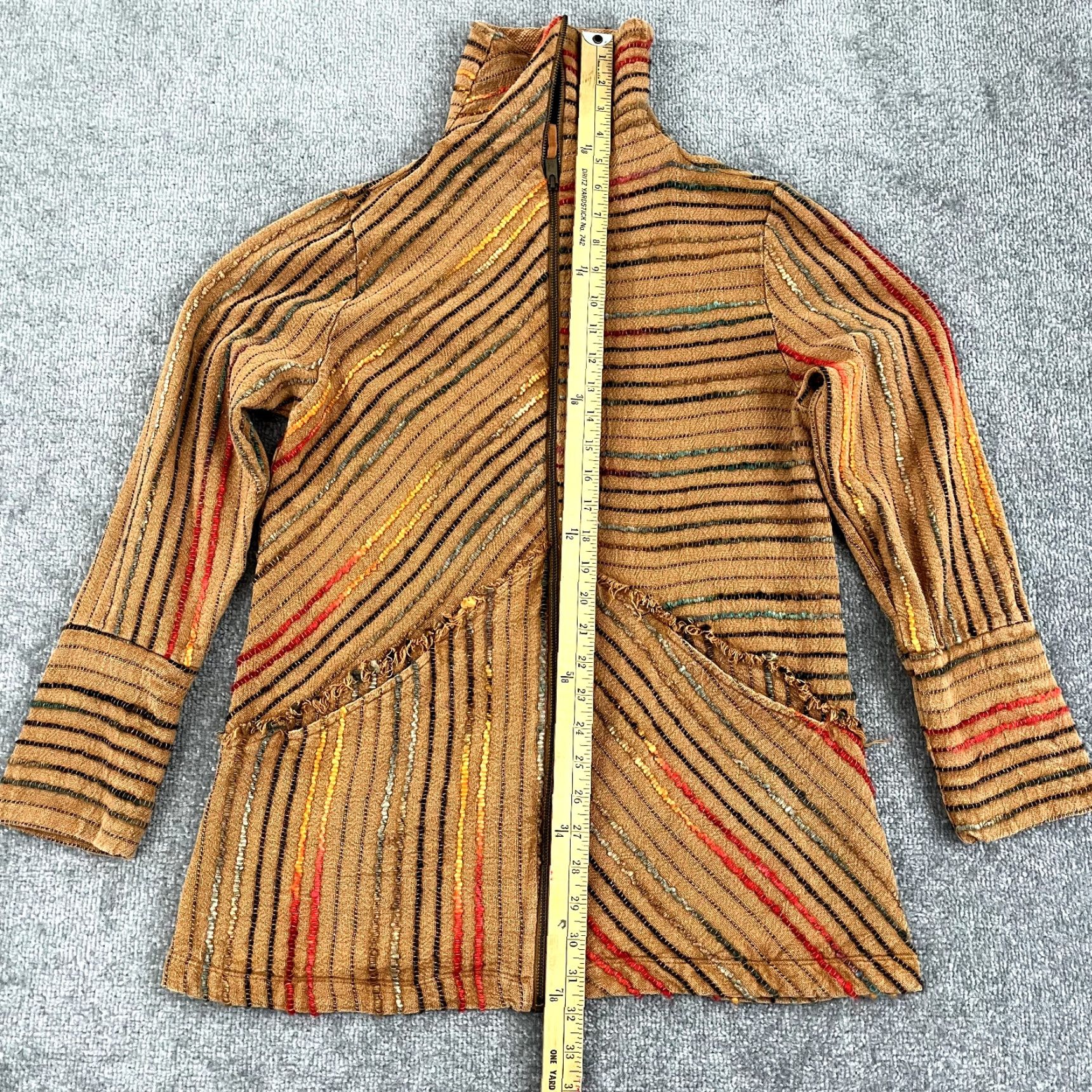Soft Surroundings SOFT SURROUDINGS BOHO JACKET Women S Kinsale Boucle Frayed Zip Cotton Blend Brown Long Sleeve Regular Breathable Full Zip Pockets Vintage No Size S / US 4 / IT 40 - 4 Thumbnail