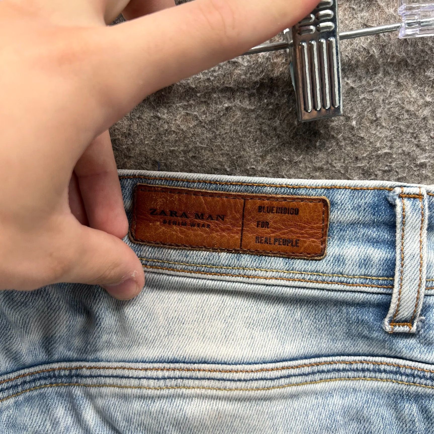 Zara Zara Jeans Mens 31 Slim Straight Distressed Light Blue Denim Acid Wash Cotton Button Size US 32 / EU 48 - 5 Thumbnail