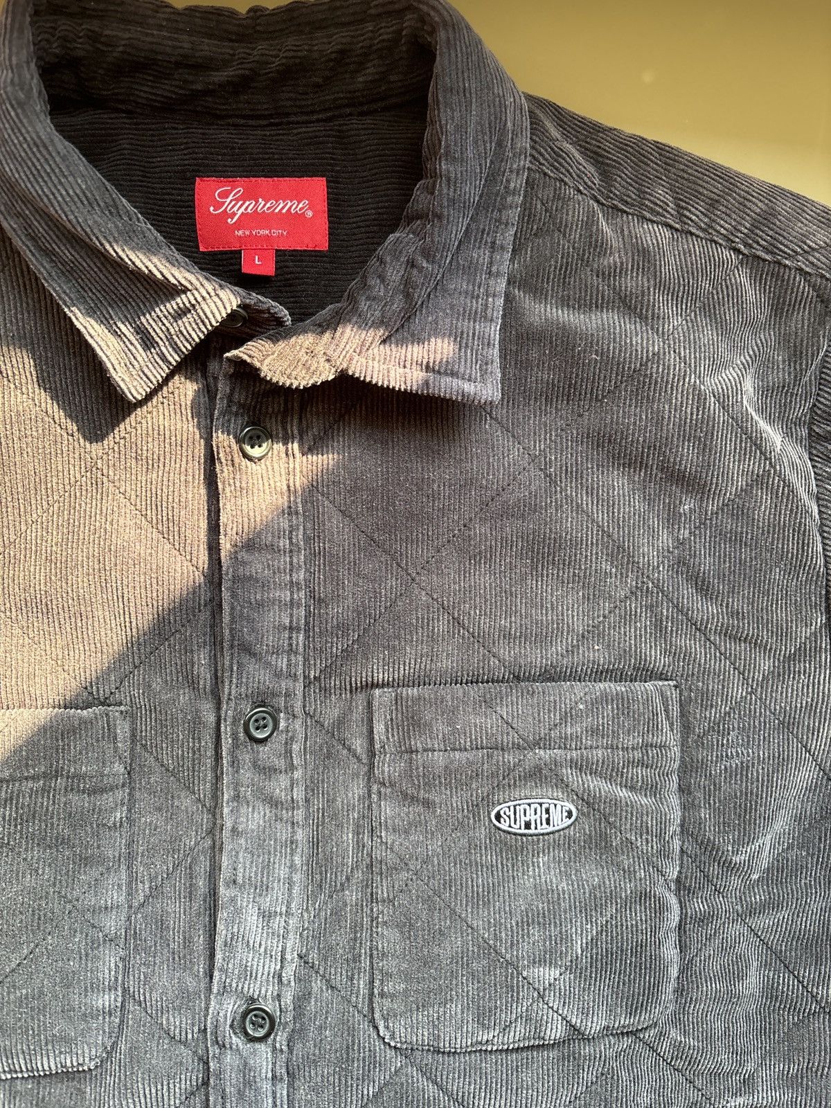 Supreme Supreme Quilted Corduroy Shirt FW22 Grey Size L Size US L / EU 52-54 / 3 - 1 Thumbnail