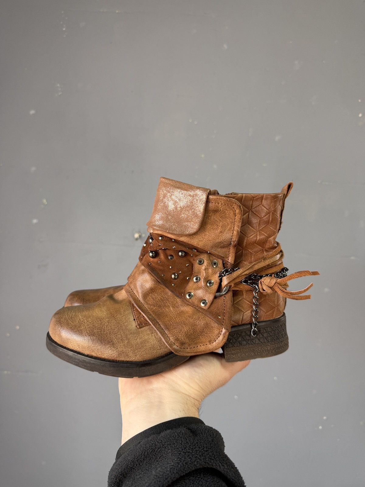 A.S.98 Vintage Italian AS 98 Rick Owens Style Leather Biker Boots Size US 5 / EU 37 - 4 Thumbnail