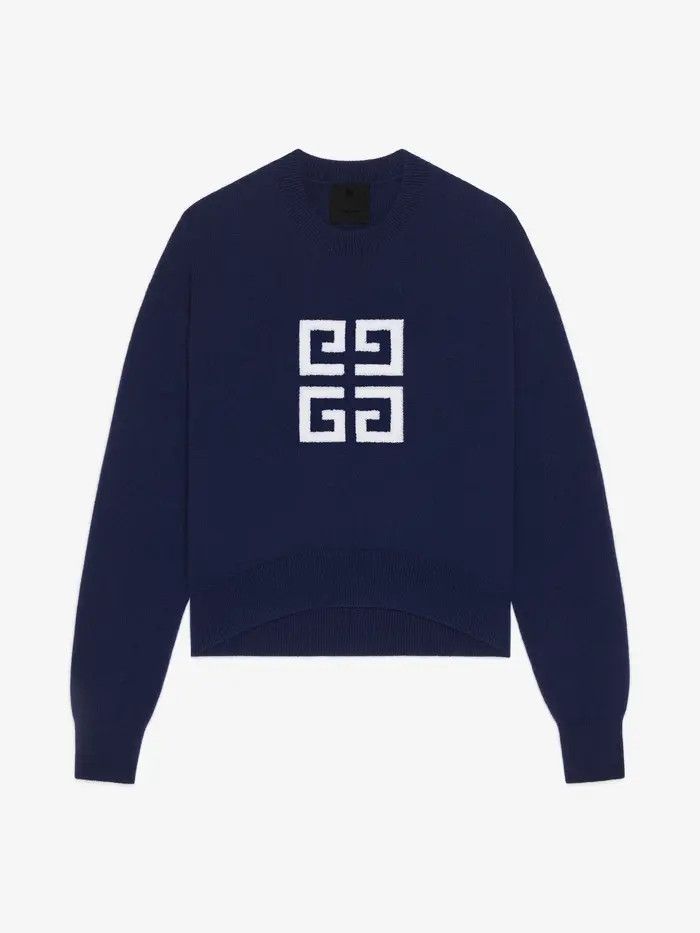 Givenchy o1w1db10825 Low Shoulders 4G Crewneck Sweater in Navy/White Size XS / US 0-2 / IT 36-38 - 1 Thumbnail