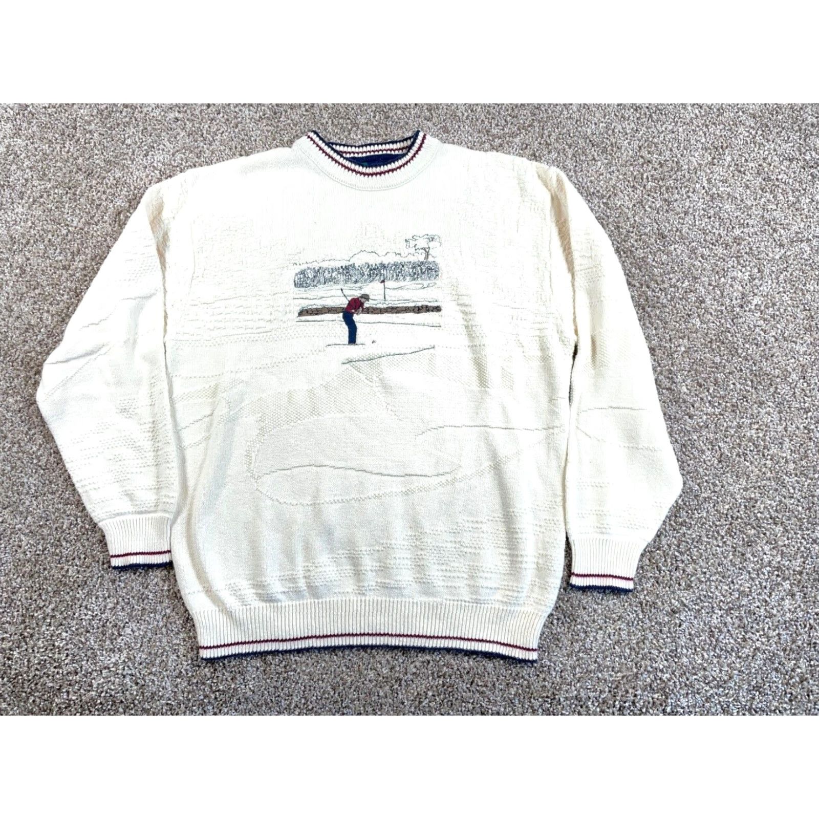 Vintage VINTAGE Fairway Sport Golf Sweater XL Men Ivory Embroidered Cotton Heavyweight Fall Winter Size US XL / EU 56 / 4 - 2 Thumbnail